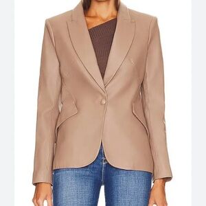 L'AGENCE Chamberlain Chanterelle Tan Lambskin Leather Blazer